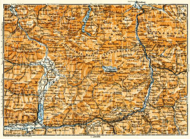Valleys of Salzach and Saalach rivers, 1913. Use the zooming tool to explore in higher level of detail. Obtain as a quality print or high resolution image