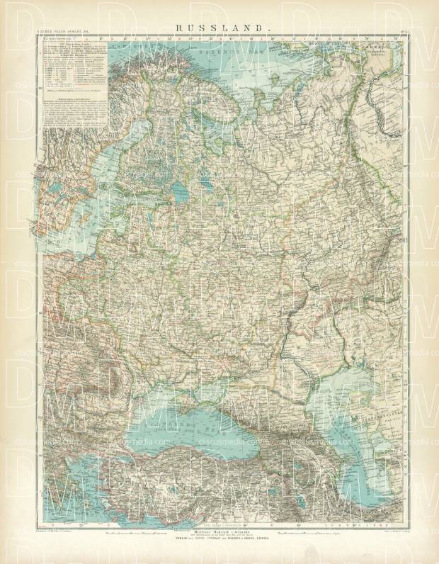 European Russia Map, 1905. Use the zooming tool to explore in higher level of detail. Obtain as a quality print or high resolution image