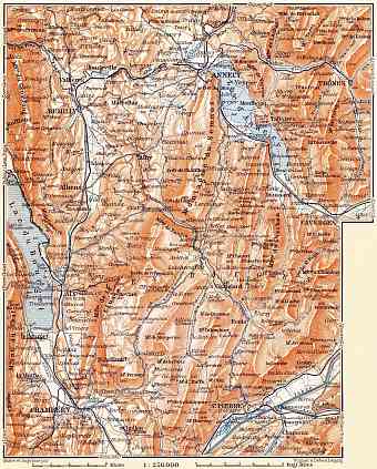 Bauges Mountains map, 1900