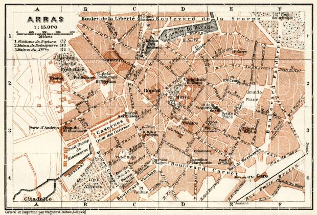 Arras city map, 1913. Use the zooming tool to explore in higher level of detail. Obtain as a quality print or high resolution image