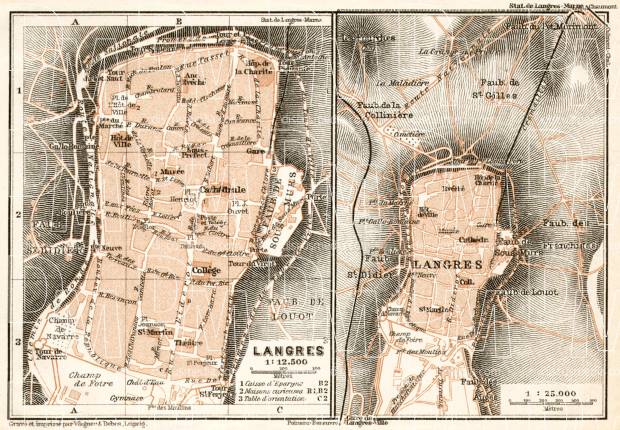 Langres city map, 1909. Use the zooming tool to explore in higher level of detail. Obtain as a quality print or high resolution image