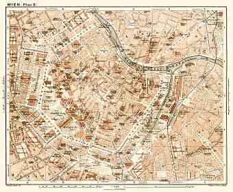 Vienna (Wien), central part map, 1910
