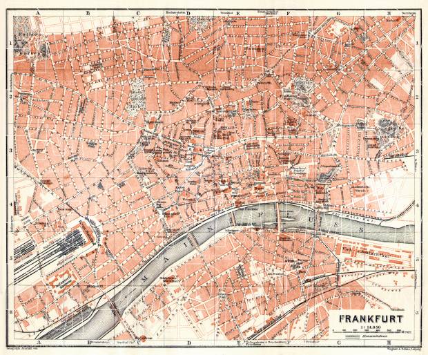 Frankfurt (Frankfurt-am-Main) city map, 1906. Use the zooming tool to explore in higher level of detail. Obtain as a quality print or high resolution image