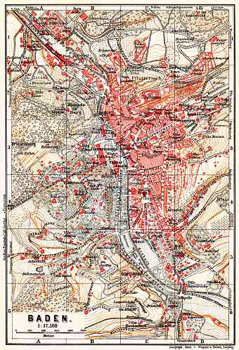 Baden (Baden-Baden) city map, 1905