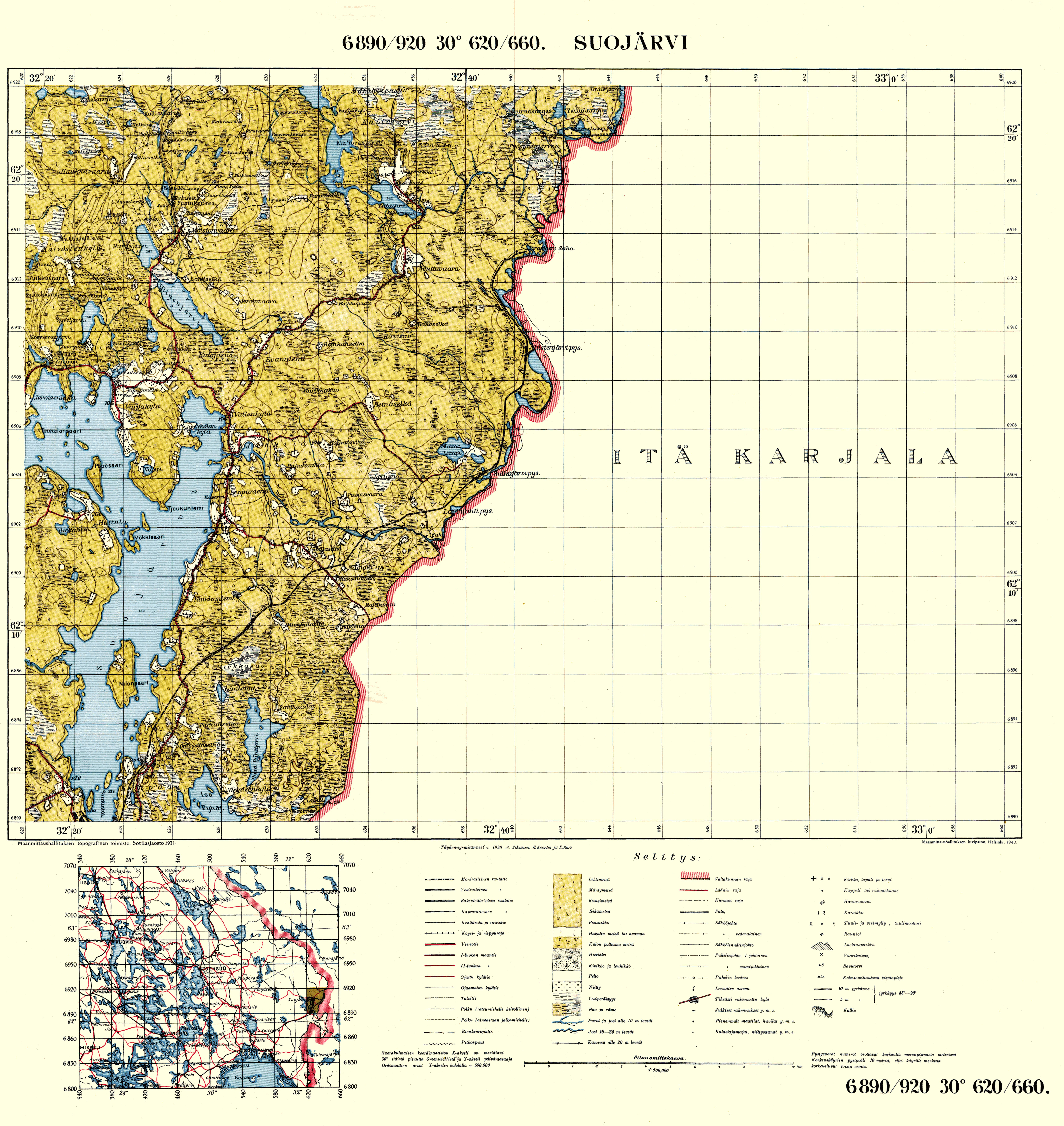Suojärvi. Topografikartta 5214. Topographic map from 1940. Use the zooming tool to explore in higher level of detail. Obtain as a quality print or high resolution image