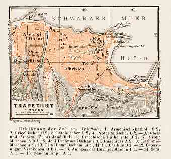 Trapezunt (طربزون, Trabzon, Trebizond) city map, 1914