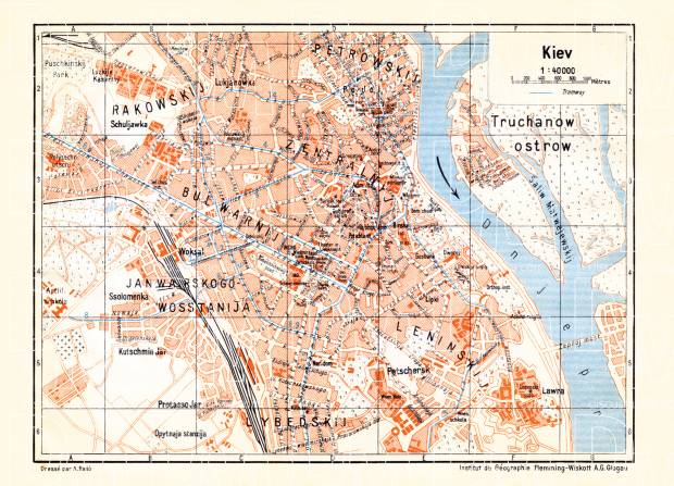 Kiev (Киев, Київ, Kyiv) city map, 1928. Use the zooming tool to explore in higher level of detail. Obtain as a quality print or high resolution image