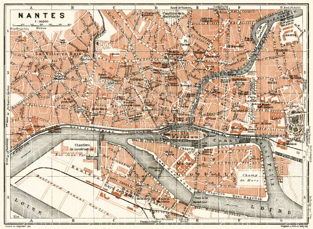 Nantes city map, 1913. Use the zooming tool to explore in higher level of detail. Obtain as a quality print or high resolution image
