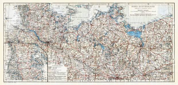 Germany, western provinces of the northwestern part (with Schleswig). General map, 1906. Use the zooming tool to explore in higher level of detail. Obtain as a quality print or high resolution image