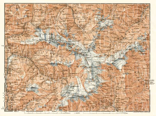 Ortler Alps general map, 1906. Use the zooming tool to explore in higher level of detail. Obtain as a quality print or high resolution image
