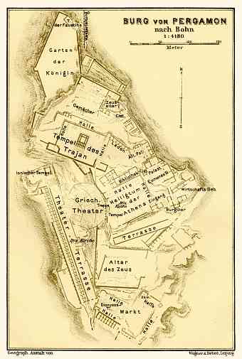 Pergamon (τὸ Πέργαμον, Bergama), ancient site plan after (Richard) Bohn, 1905
