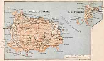 Ischia and Procida Islands map, 1909