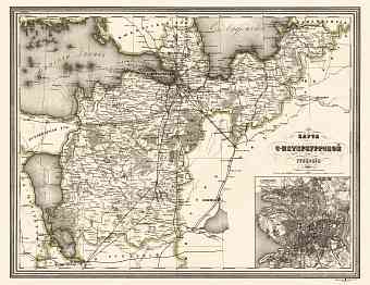 Map of the St. Petersburg Governorate. Карта С.-Петербургской Губернiи, around 1900