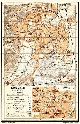 Louvain (Leuven) city map, 1904