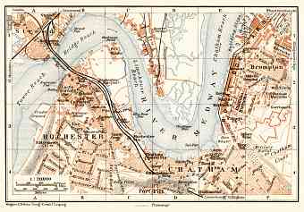 Medway map: Rochester, Chatham and Strood, 1906