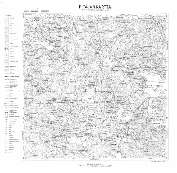 Ihojarvi Lake. Ihojärvi. Pitäjänkartta 414101. Parish map from 1939. Use the zooming tool to explore in higher level of detail. Obtain as a quality print or high resolution image