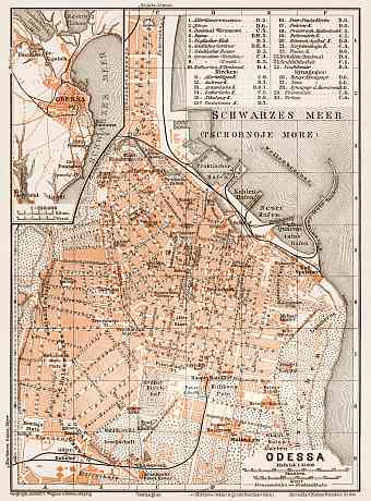 Odessa (Одесса, Odesa) city map, 1914