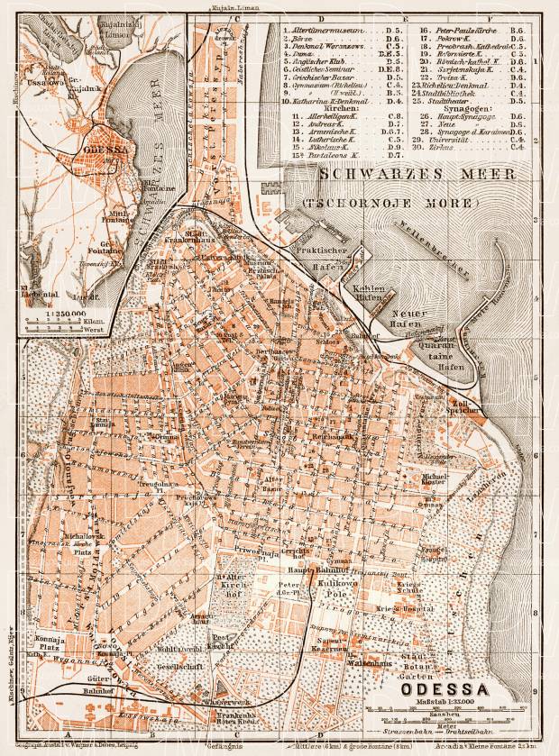 Odessa (Одесса, Odesa) city map, 1914. Use the zooming tool to explore in higher level of detail. Obtain as a quality print or high resolution image