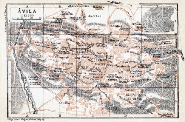 Ávila city map, 1913. Use the zooming tool to explore in higher level of detail. Obtain as a quality print or high resolution image