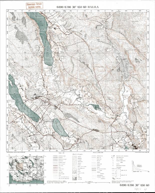 Sosnovij Bor. Halila. Topografikartta 402111. Topographic map from 1939. Use the zooming tool to explore in higher level of detail. Obtain as a quality print or high resolution image