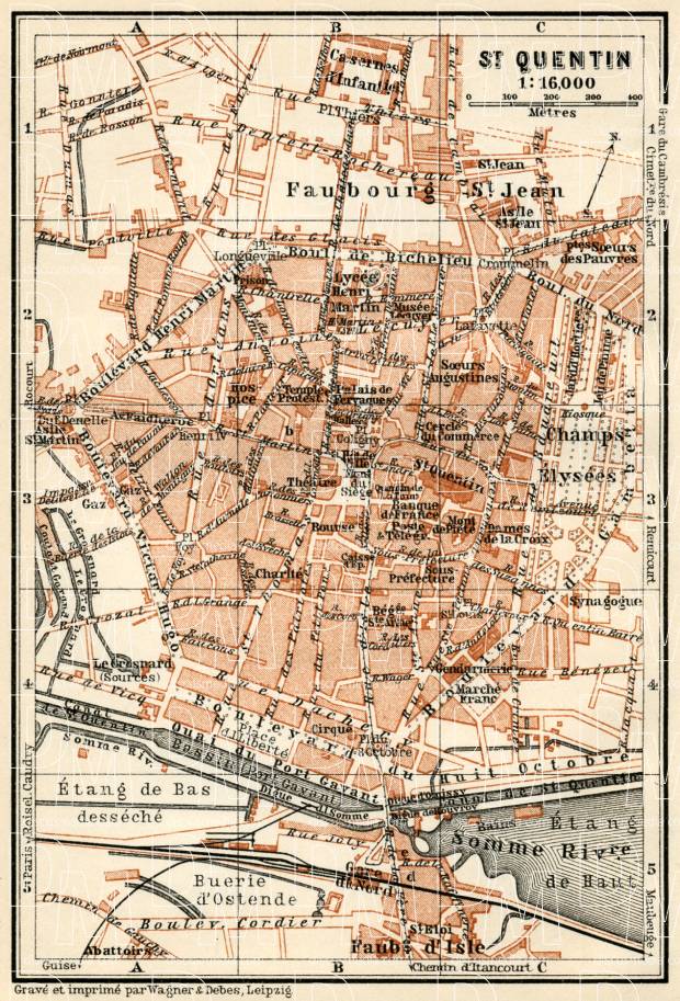 Saint-Quentin town plan, 1913. Use the zooming tool to explore in higher level of detail. Obtain as a quality print or high resolution image