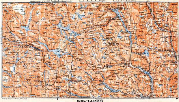 Northern Telemarks map, 1910. Use the zooming tool to explore in higher level of detail. Obtain as a quality print or high resolution image