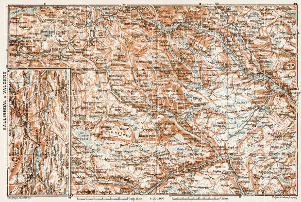 Hallingdal and Valders area map, 1931. Use the zooming tool to explore in higher level of detail. Obtain as a quality print or high resolution image