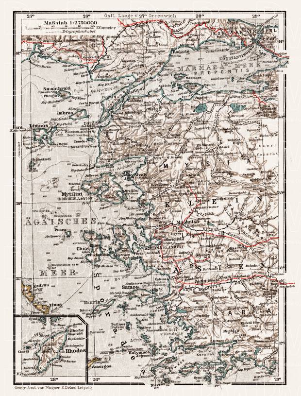 Lesser Asia (Asia Minor or Anatolia) map, 1905. Use the zooming tool to explore in higher level of detail. Obtain as a quality print or high resolution image