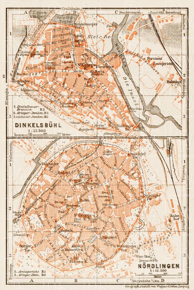 Dinkelsbühl, city map. Nördlingen city map, 1909. Use the zooming tool to explore in higher level of detail. Obtain as a quality print or high resolution image