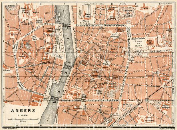 Angers city map, 1913. Use the zooming tool to explore in higher level of detail. Obtain as a quality print or high resolution image