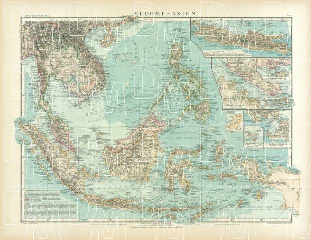 Southeastern Asia Map, 1905. Use the zooming tool to explore in higher level of detail. Obtain as a quality print or high resolution image