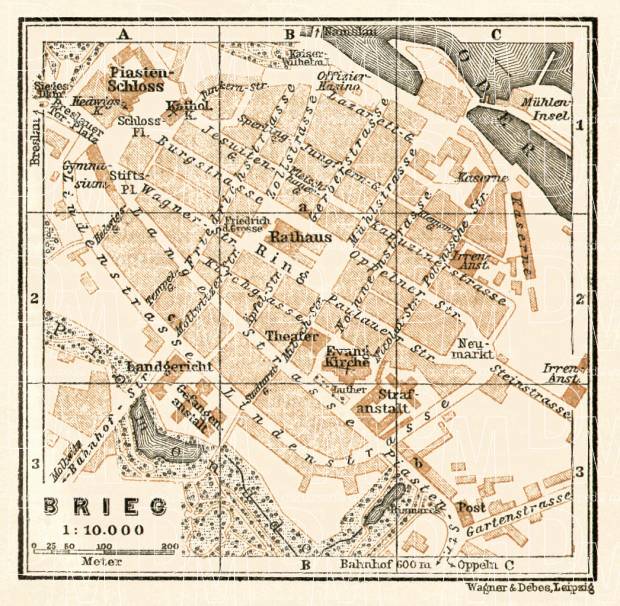 Brzeg (Brieg) town plan, 1911. Use the zooming tool to explore in higher level of detail. Obtain as a quality print or high resolution image