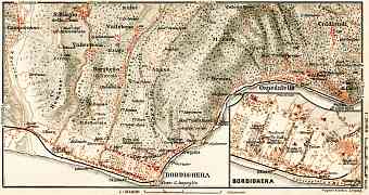 Bordighera town plan. Bordighera environs map, 1908