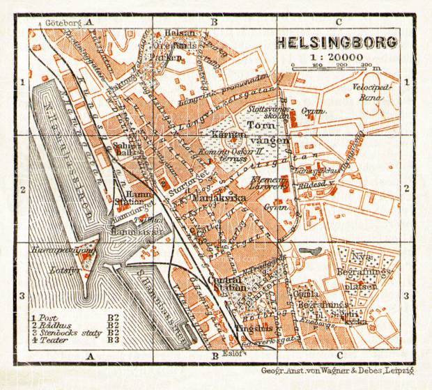 Helsingborg city map, 1911. Use the zooming tool to explore in higher level of detail. Obtain as a quality print or high resolution image