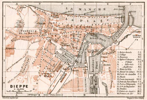 Dieppe city map, 1909. Use the zooming tool to explore in higher level of detail. Obtain as a quality print or high resolution image