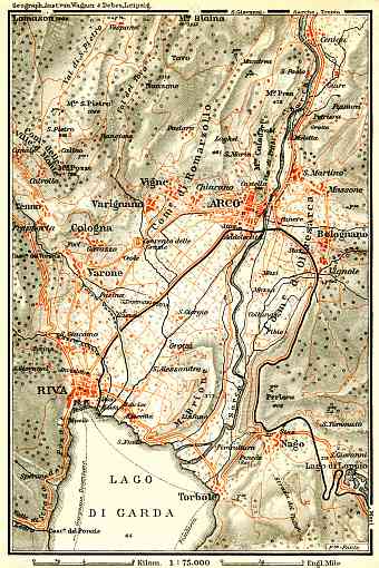 Arco, Riva and their environs map, 1908