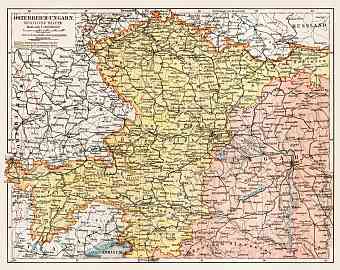 Hungary on the map of the western part of Austria-Hungary, 1903