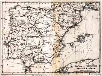 Portugal on the railway map of Iberian Peninsula, 1929