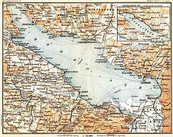 Map of the Thurgau, St. Gallen and Schaffhausen cantons' environs of the Lake Constance (Bodensee), 1897