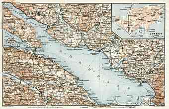 Map of the Vorarlberg environs of Bodensee (Lake Constance) with Lindau town plan, 1909