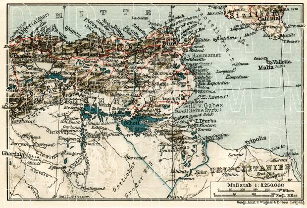 Tunisia on the map of the northastern part of the French Sudan, 1909. Use the zooming tool to explore in higher level of detail. Obtain as a quality print or high resolution image