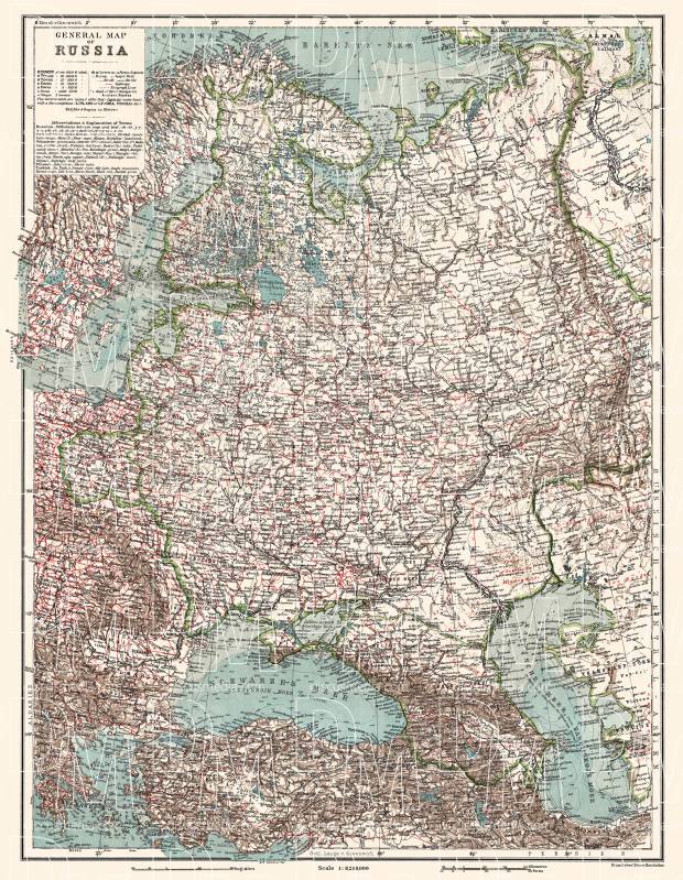 General map of the Russian Empire (western part), 1914. Use the zooming tool to explore in higher level of detail. Obtain as a quality print or high resolution image