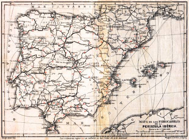 Portugal on the railway map of Iberian Peninsula, 1929. Use the zooming tool to explore in higher level of detail. Obtain as a quality print or high resolution image