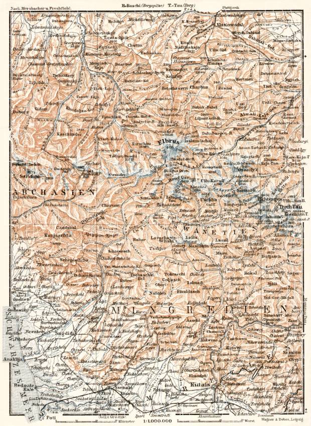 Georgia on the map of West Central Caucasus, 1914. Use the zooming tool to explore in higher level of detail. Obtain as a quality print or high resolution image