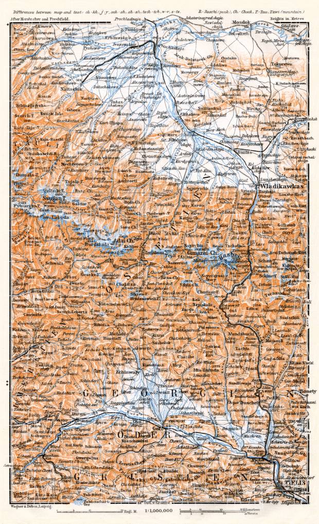 Georgia on the map of East Central Caucasus, 1914. Use the zooming tool to explore in higher level of detail. Obtain as a quality print or high resolution image