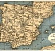 Portugal on the general map of the Iberian Peninsula (Spain and Portugal map with legend in Russian), 1900