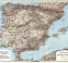 Spain on the general map of the Iberian Peninsula (Spain and Portugal), 1929