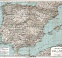 Gibraltar on the general map of the Iberian Peninsula (Spain and Portugal), 1913